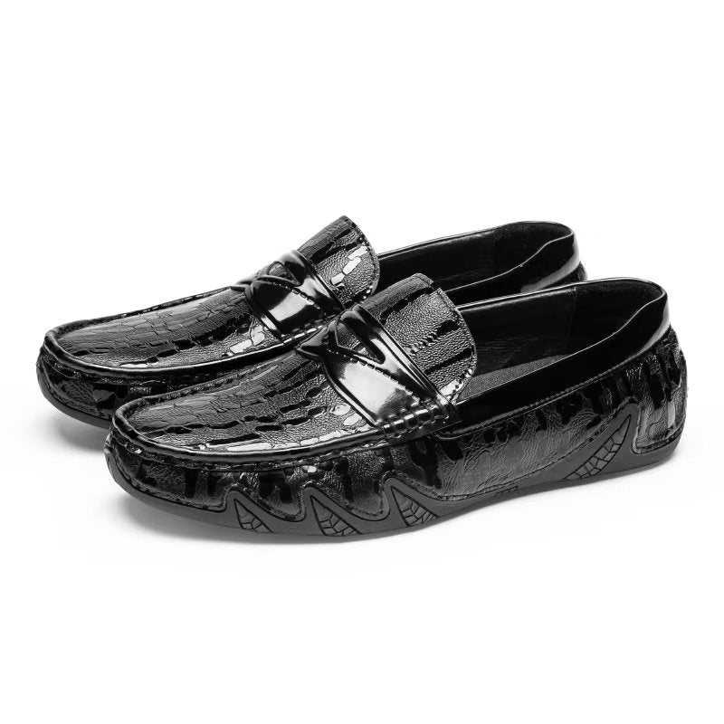 Miesten Housut Croc Pattern Elegant Slip On Loafers - Musta