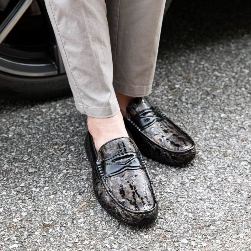 Miesten Housut Croc Pattern Elegant Slip On Loafers - Kahvi