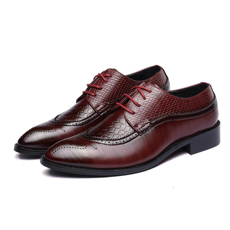 Miesten Juhlakengät Alligator Luxury -nauhalliset Brogue-mekkokengät - Punainen