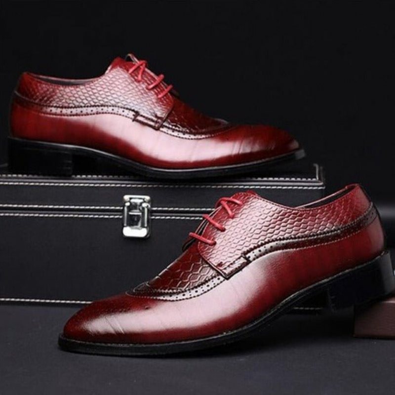 Miesten Juhlakengät Alligator Luxury -nauhalliset Brogue-mekkokengät - Punainen