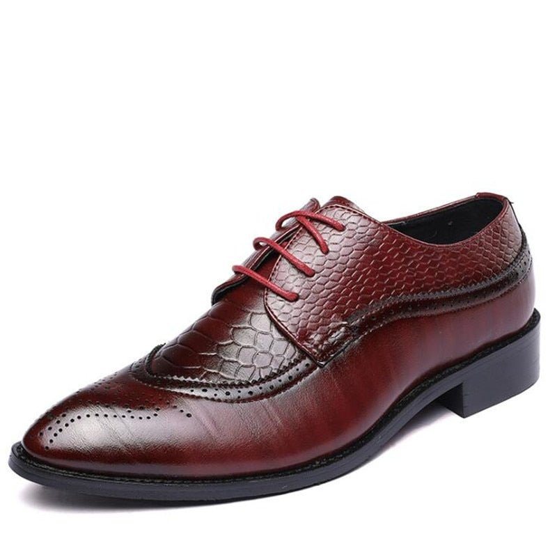 Miesten Juhlakengät Alligator Luxury -nauhalliset Brogue-mekkokengät - Punainen