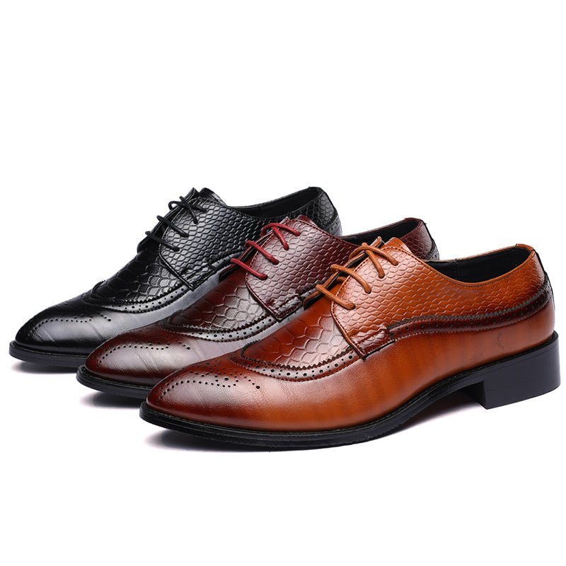 Miesten Juhlakengät Alligator Luxury -nauhalliset Brogue-mekkokengät - Punainen