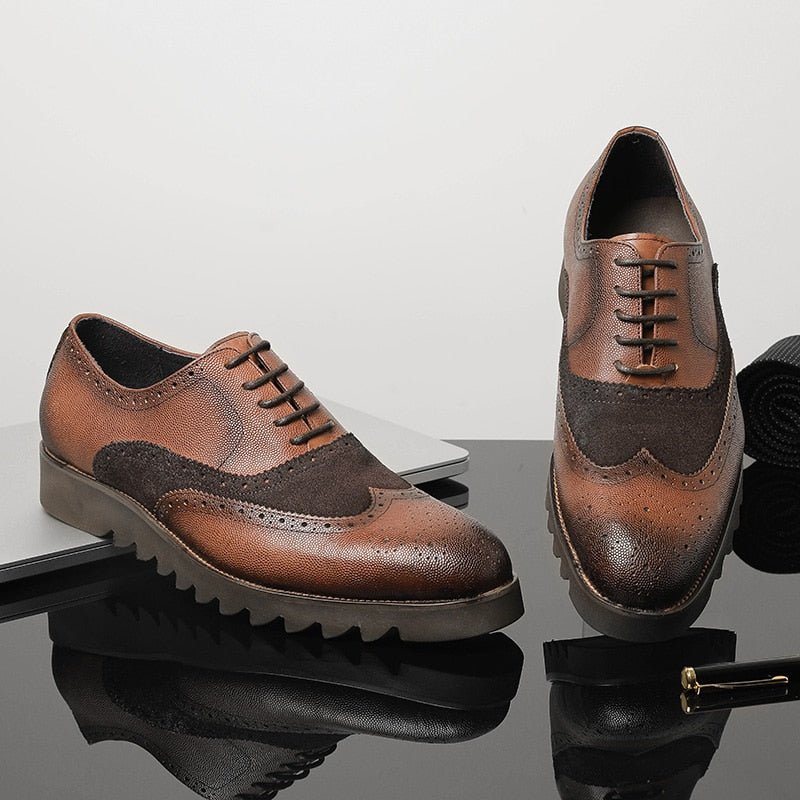 Miesten Juhlakengät Alligator Luxury Wingtip Brogue Vapaa-ajan Kengät - Kahvi