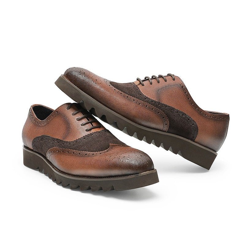 Miesten Juhlakengät Alligator Luxury Wingtip Brogue Vapaa-ajan Kengät - Kahvi