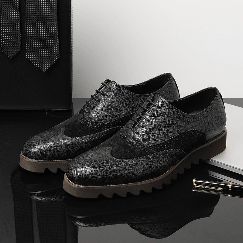 Miesten Juhlakengät Alligator Luxury Wingtip Brogue Vapaa-ajan Kengät - Musta