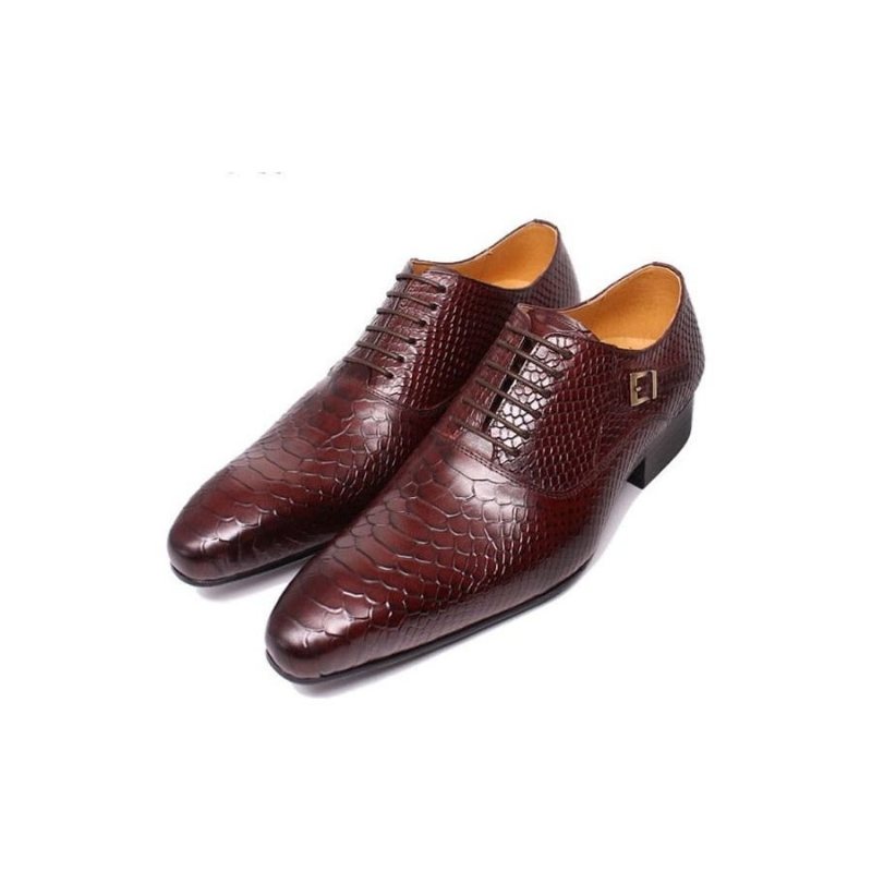 Miesten Juhlakengät Burgundinpunaiset Serpent Lace-up Oxford-mekkokengät - Punainen