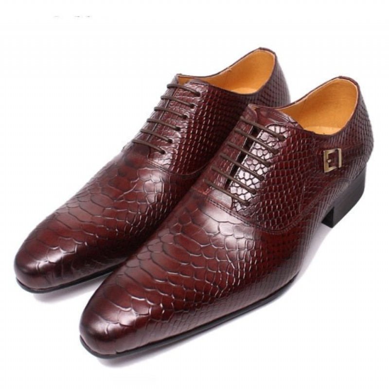 Miesten Juhlakengät Burgundinpunaiset Serpent Lace-up Oxford-mekkokengät - Punainen