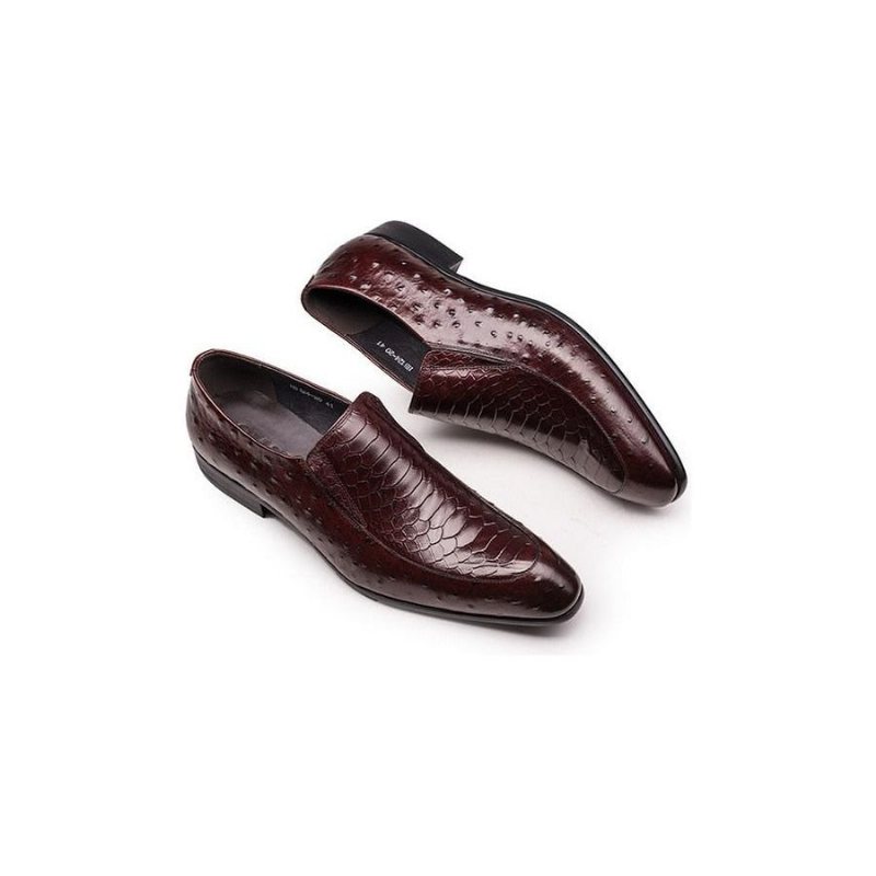 Miesten Juhlakengät Croc Texture Nahka Slip-on Oxford Brogues - Punainen