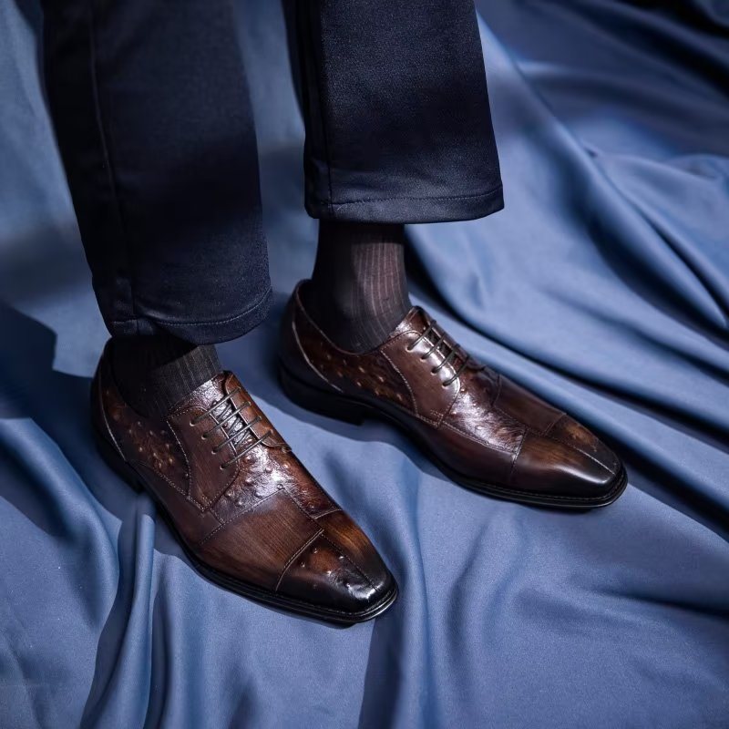 Miesten Juhlakengät Exotic Texture Formal Derbies -mekkokengät - Kahvi