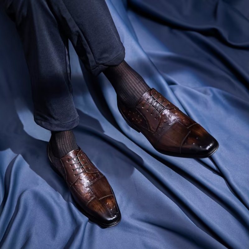 Miesten Juhlakengät Exotic Texture Formal Derbies -mekkokengät - Kahvi