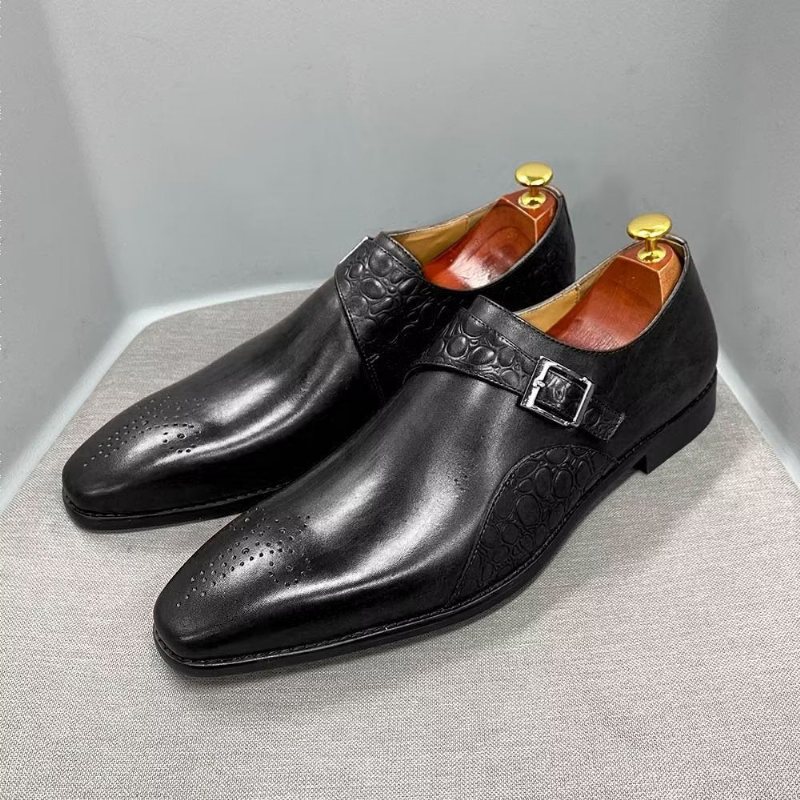 Miesten Juhlakengät Hienot Croc-kohokuvioidut Monkstraps-mekkokengät - Musta