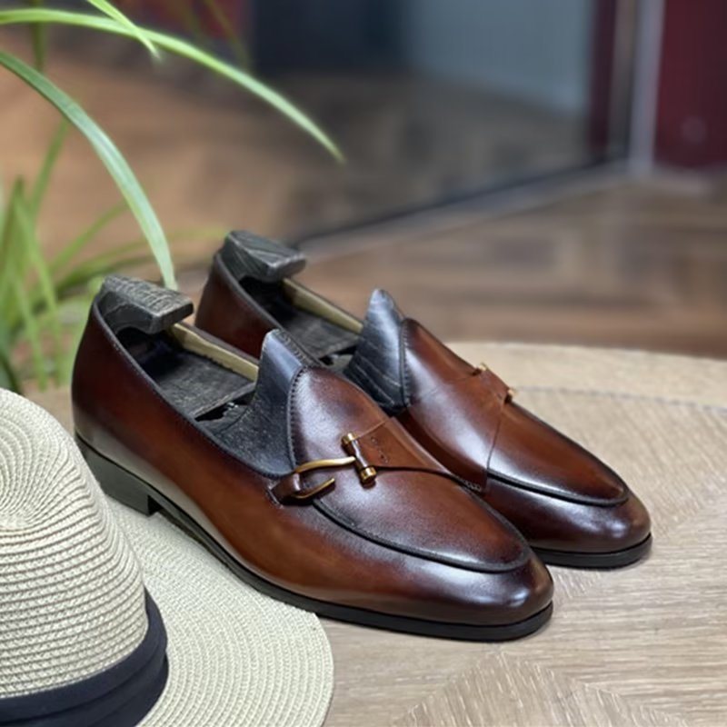 Miesten Juhlakengät Klassiset Brogue Slip-ons - Ruskea