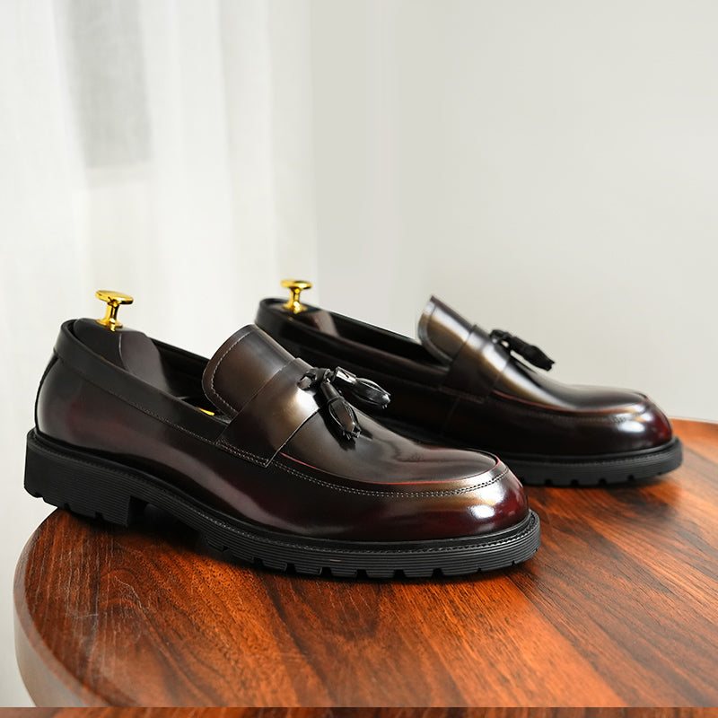 Miesten Juhlakengät Klassiset Slip-on-tassel-loaferit - Burgundy