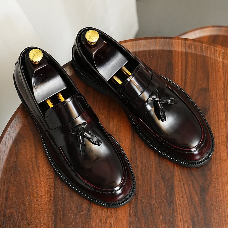 Miesten Juhlakengät Klassiset Slip-on-tassel-loaferit - Burgundy