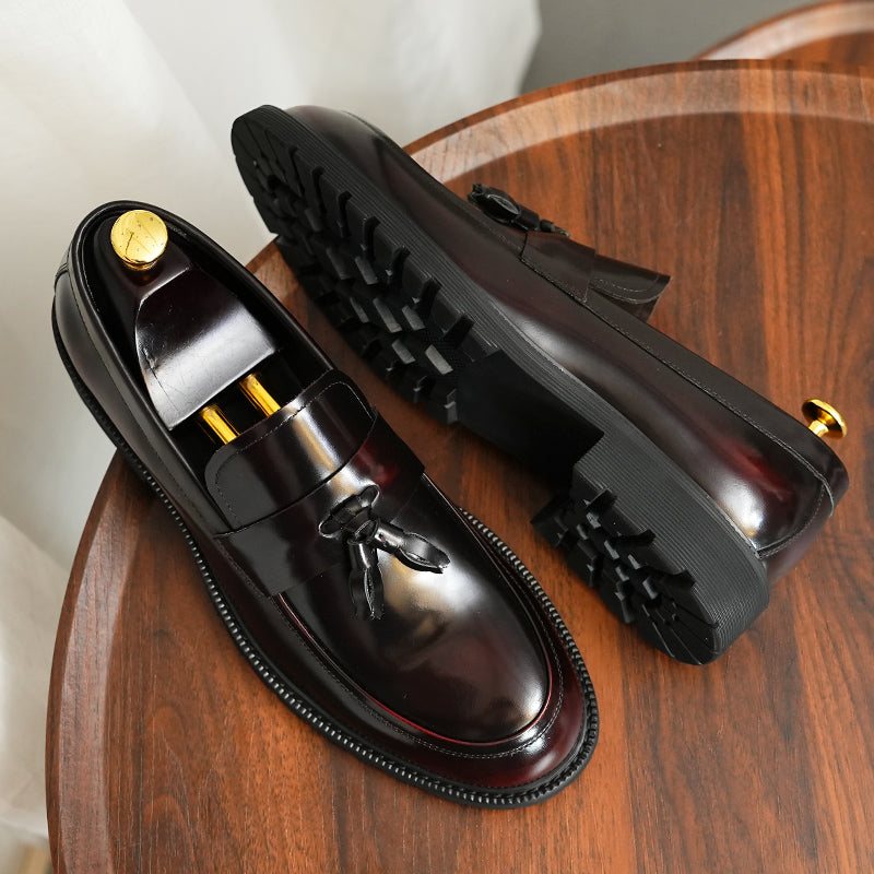 Miesten Juhlakengät Klassiset Slip-on-tassel-loaferit - Burgundy