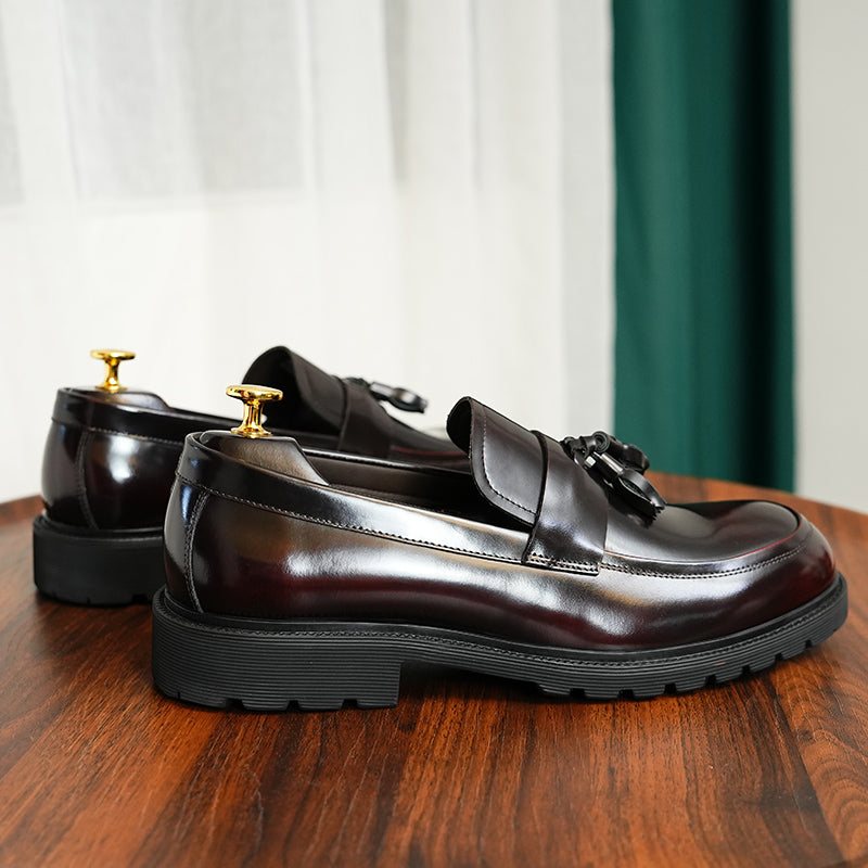 Miesten Juhlakengät Klassiset Slip-on-tassel-loaferit - Burgundy