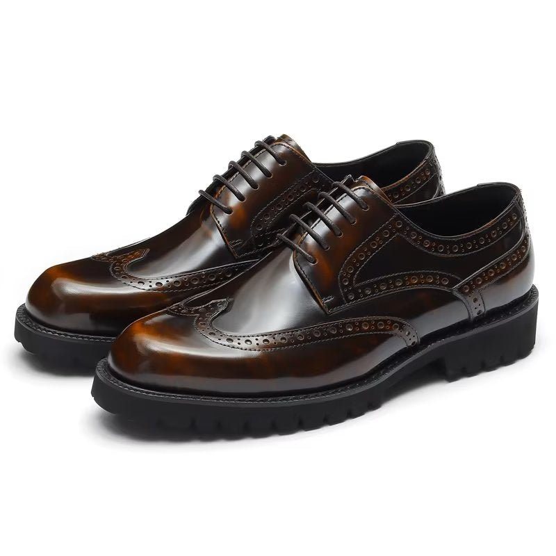 Miesten Juhlakengät Kohokuvioidut Elegance Brogue -mekkokengät - Kahvi