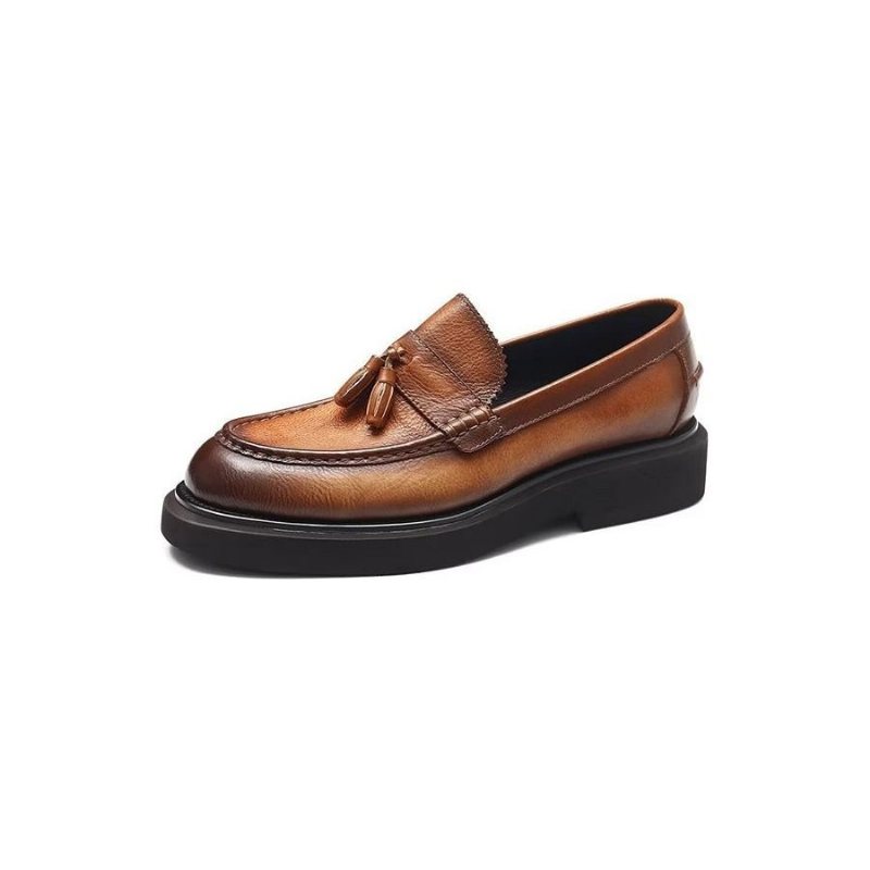 Miesten Juhlakengät Kohokuvioidut Elegance-slip-on Mekkokengät - Kahvi