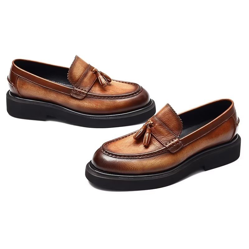 Miesten Juhlakengät Kohokuvioidut Elegance-slip-on Mekkokengät - Kahvi