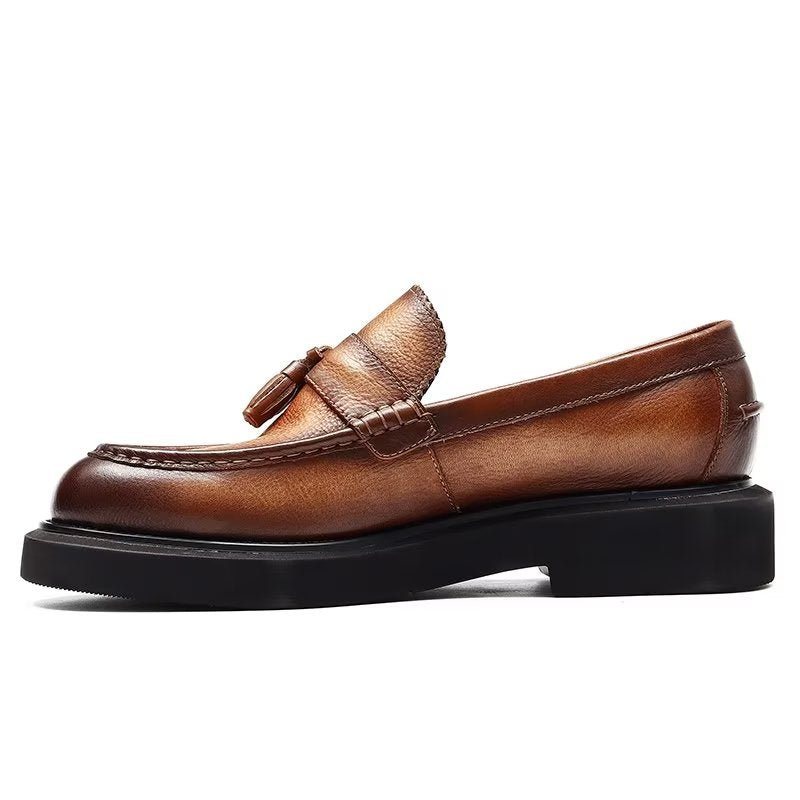 Miesten Juhlakengät Kohokuvioidut Elegance-slip-on Mekkokengät - Kahvi