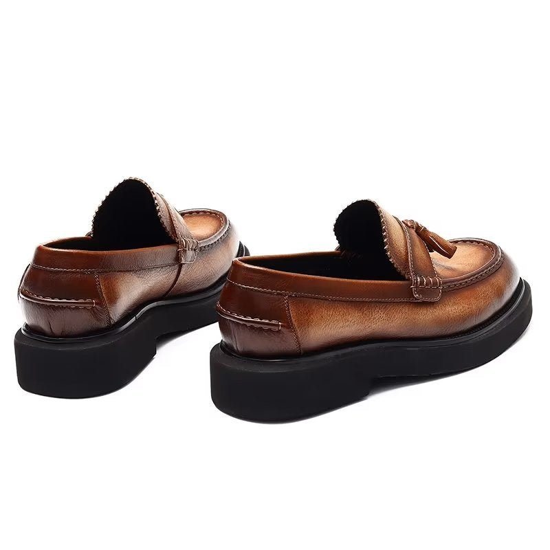 Miesten Juhlakengät Kohokuvioidut Elegance-slip-on Mekkokengät - Kahvi