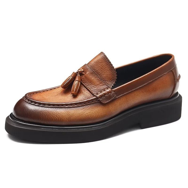 Miesten Juhlakengät Kohokuvioidut Elegance-slip-on Mekkokengät - Kahvi