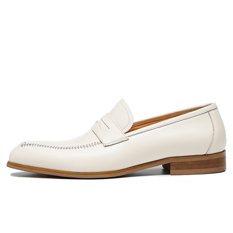 Miesten Juhlakengät Kohokuvioidut Elegance-slip-on-neliömäiset Mekkokengät - Valkoinen