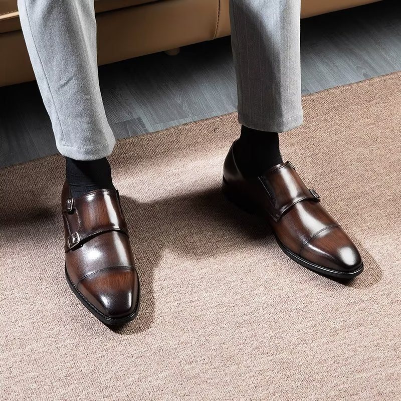 Miesten Juhlakengät Monkstrap-mekkokengät - Kahvi