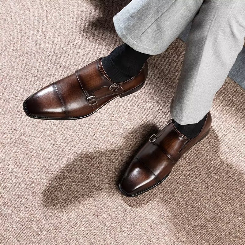 Miesten Juhlakengät Monkstrap-mekkokengät - Kahvi