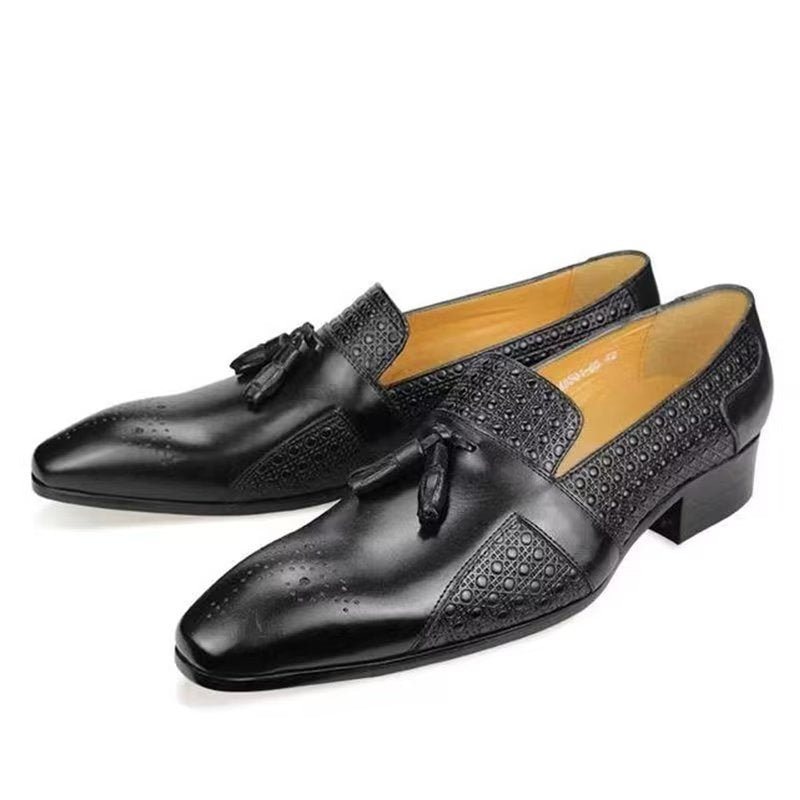 Miesten Juhlakengät Nahkaiset Brogue Oxford Wedding Loafers - Musta