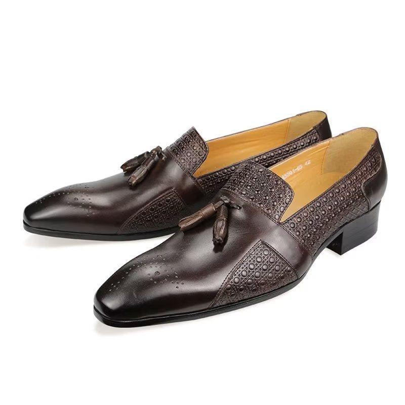 Miesten Juhlakengät Nahkaiset Brogue Oxford Wedding Loafers - Kahvi