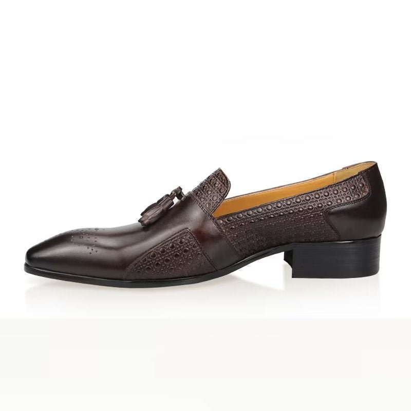 Miesten Juhlakengät Nahkaiset Brogue Oxford Wedding Loafers - Kahvi