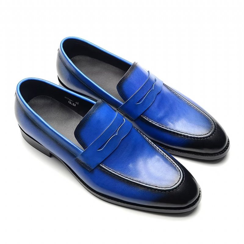 Miesten Juhlakengät Tyylikäs Slip-on Lehmännahka Elegance - Sininen