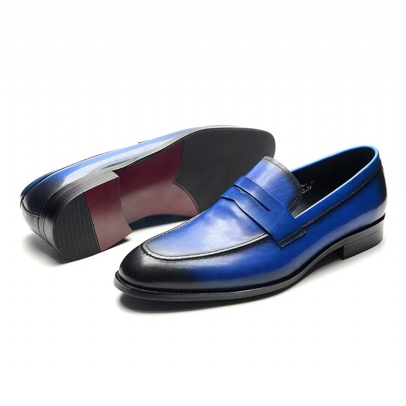 Miesten Juhlakengät Tyylikäs Slip-on Lehmännahka Elegance - Sininen