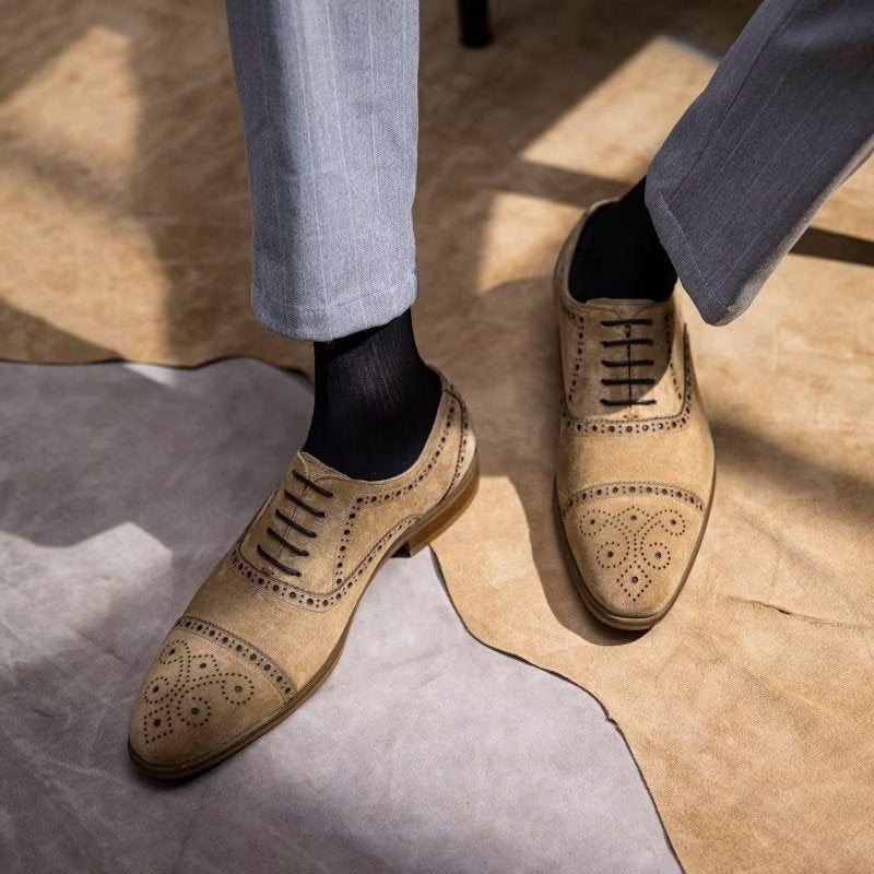 Miesten Juhlakengät Tyylikäs Tekstuurinauhamekko Brogues - Beige