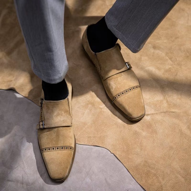 Miesten Juhlakengät Tyylikkäät Soljet Monkstraps-mekkokengät - Beige