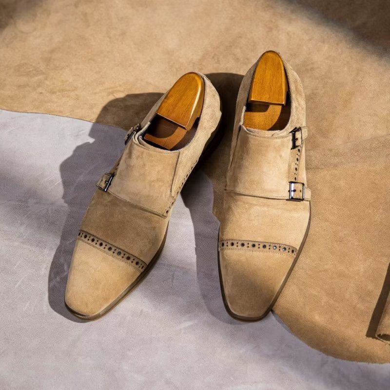 Miesten Juhlakengät Tyylikkäät Soljet Monkstraps-mekkokengät - Beige