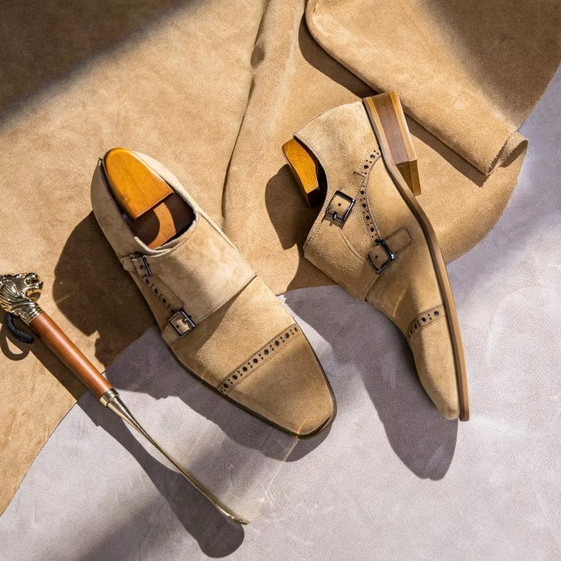 Miesten Juhlakengät Tyylikkäät Soljet Monkstraps-mekkokengät - Beige