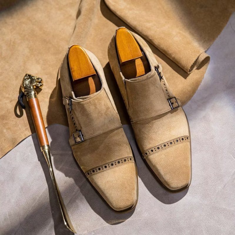 Miesten Juhlakengät Tyylikkäät Soljet Monkstraps-mekkokengät - Beige