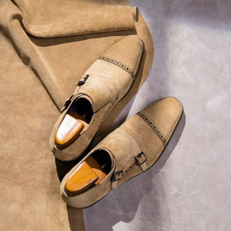 Miesten Juhlakengät Tyylikkäät Soljet Monkstraps-mekkokengät - Beige