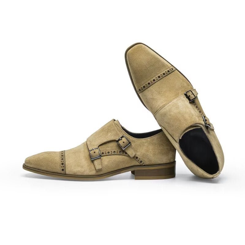 Miesten Juhlakengät Tyylikkäät Soljet Monkstraps-mekkokengät - Beige