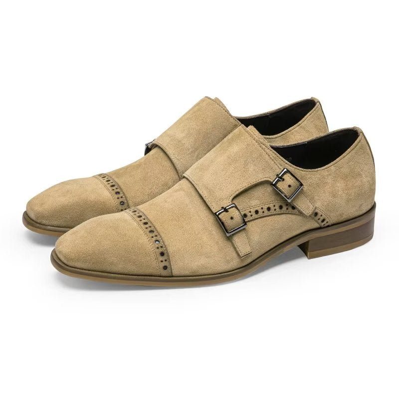 Miesten Juhlakengät Tyylikkäät Soljet Monkstraps-mekkokengät - Beige