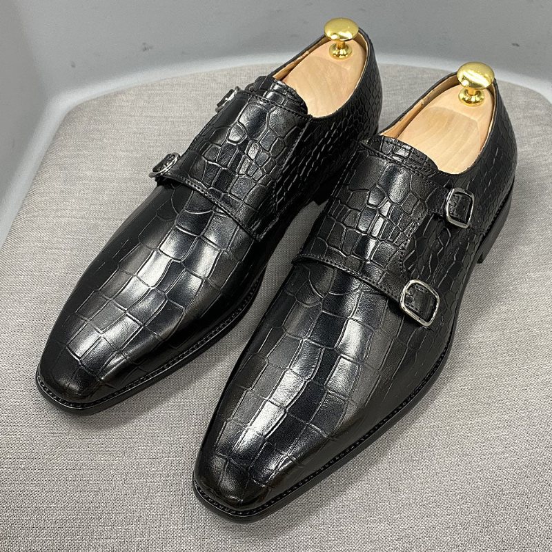 Miesten Juhlakengät Ylelliset Crocstride Square Toe Monk Strap -mekkokengät - Musta