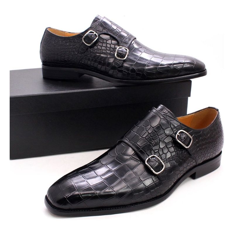 Miesten Juhlakengät Ylelliset Crocstride Square Toe Monk Strap -mekkokengät - Musta