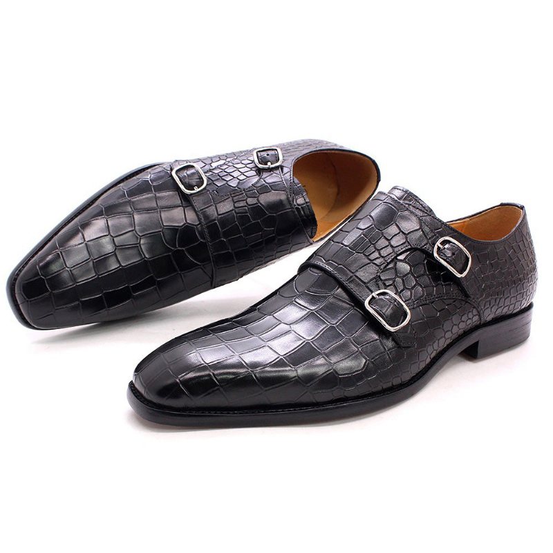 Miesten Juhlakengät Ylelliset Crocstride Square Toe Monk Strap -mekkokengät - Musta