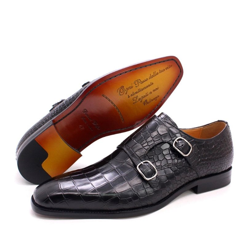 Miesten Juhlakengät Ylelliset Crocstride Square Toe Monk Strap -mekkokengät - Musta