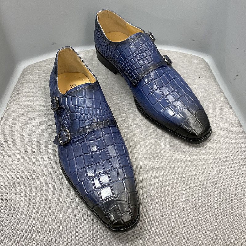 Miesten Juhlakengät Ylelliset Crocstride Square Toe Monk Strap -mekkokengät - Sininen