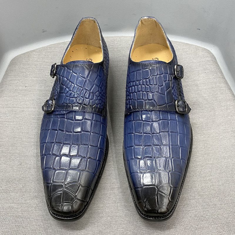 Miesten Juhlakengät Ylelliset Crocstride Square Toe Monk Strap -mekkokengät - Sininen