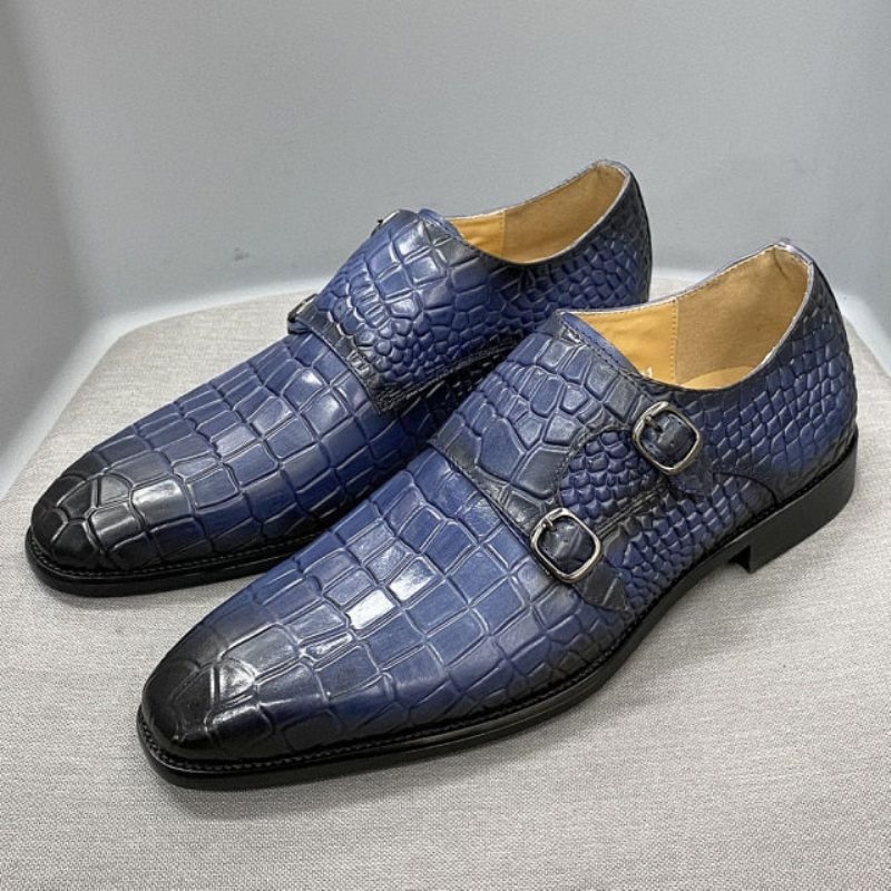 Miesten Juhlakengät Ylelliset Crocstride Square Toe Monk Strap -mekkokengät - Sininen