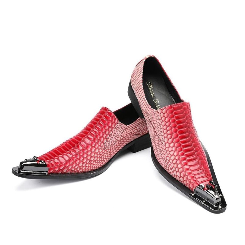 Miesten Juhlakengät Ylelliset Crocstripe Exotic Pattern Loafers - Punainen